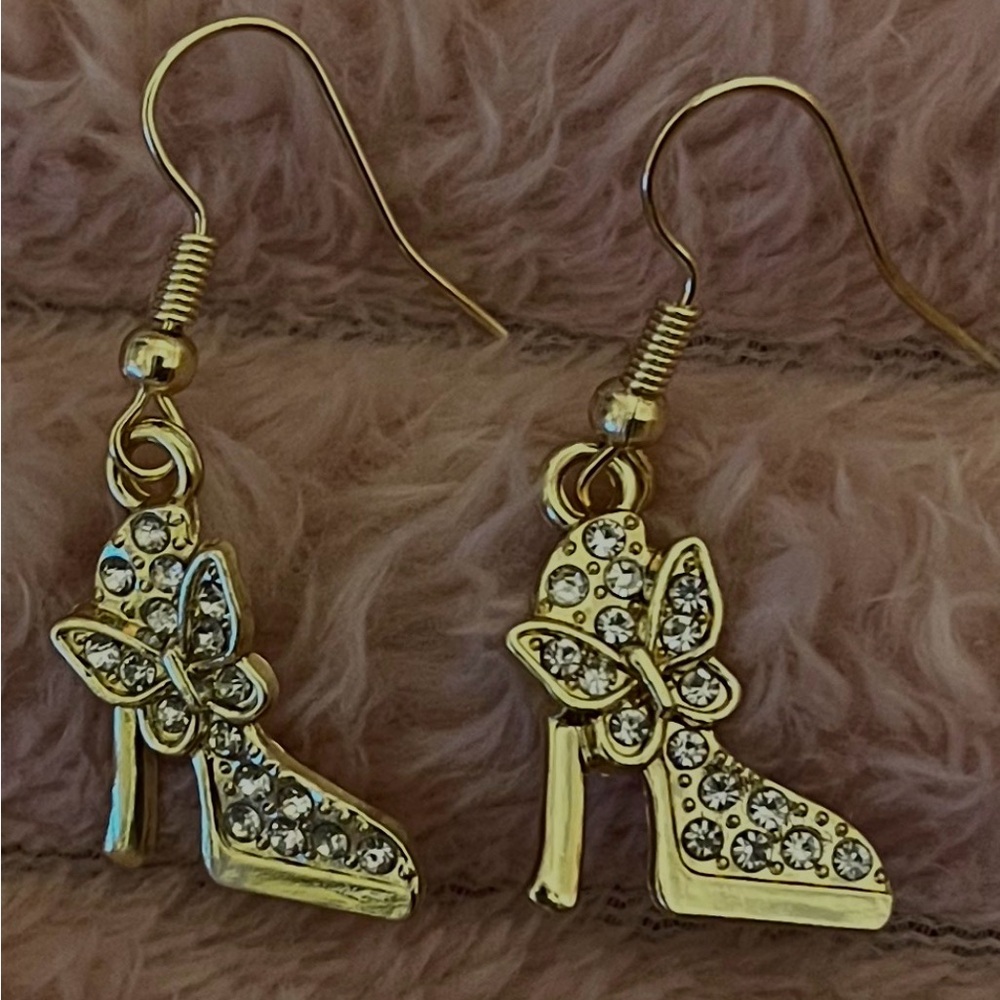Gold Butterfly Heel Earrings